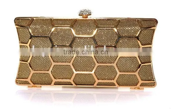 2014 leather with metal hollow evening bags fashion clutch Evening Bag