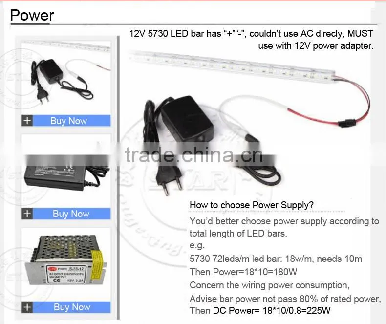 30cm LED Bar Lights SMD5730 12V 72/90 leds/m Aluminium Cell Phone/Jewelry/Watch Cabinet Showcase Counter LED Hard Rigid Strip