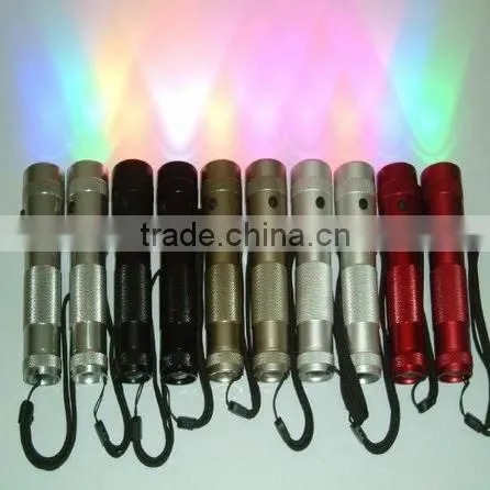 2016 holiday decoration color changing flash strobe small led flashlight RGB 10 basic color micro led battery flashlight torch