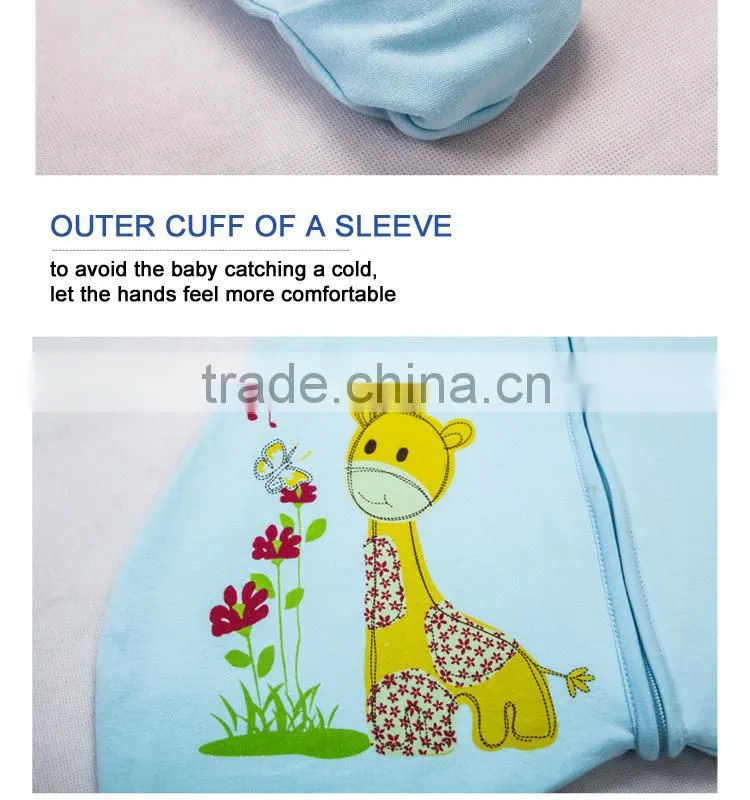100% cotton anti kicking infant child foot sleeping bag thick filling for autumn and winter pink style