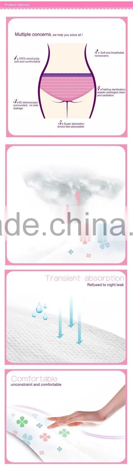 Negative Ion Paper Sanitary Napkin(FDA/CE/ISO9001 APPROVED)
