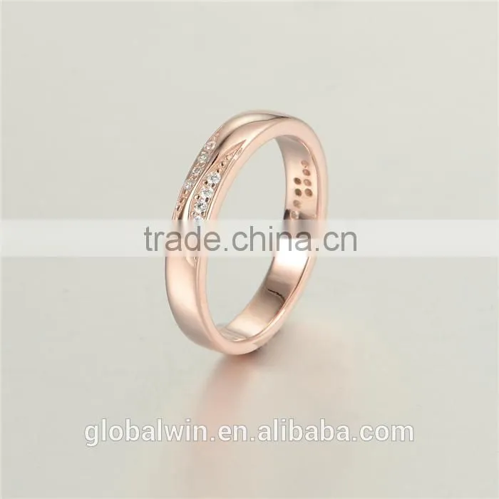 Fashion Ladies Rose Gold Plated Finger Wedding Zircon Ring Jewelry