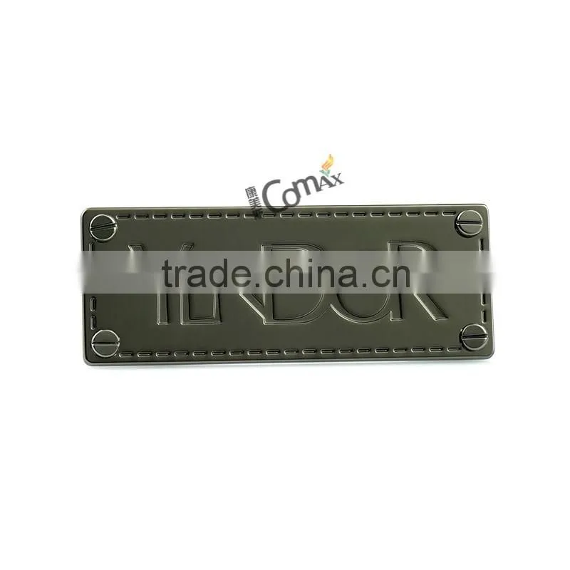 Decorative screw type custom engraved handbag logo metal plate