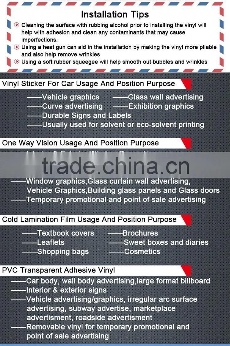 Hot sell and high quality self adhesive vinyl for car and bus printing 80/100 micron glossy white, soft monomeric PVC film