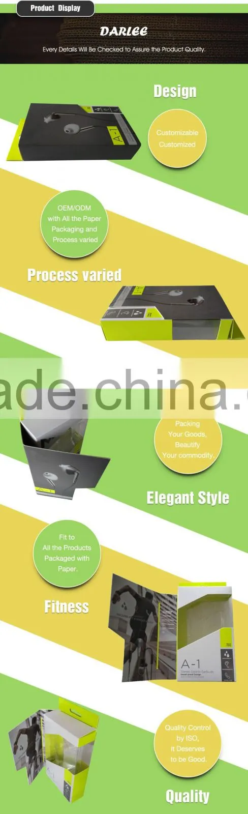 Hot sale magnetic closure clamshell packaging headset earphones box