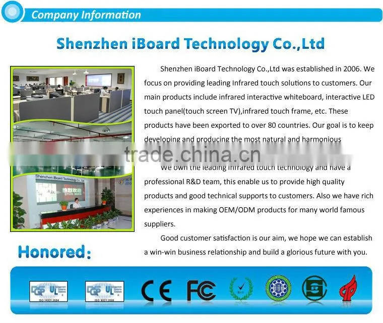 88 inch IR portable finger touch interactive whiteboard