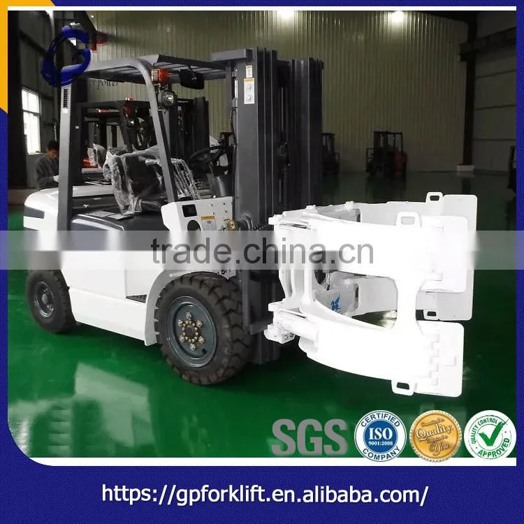 Rapidly rotating forklift paper roll clamp