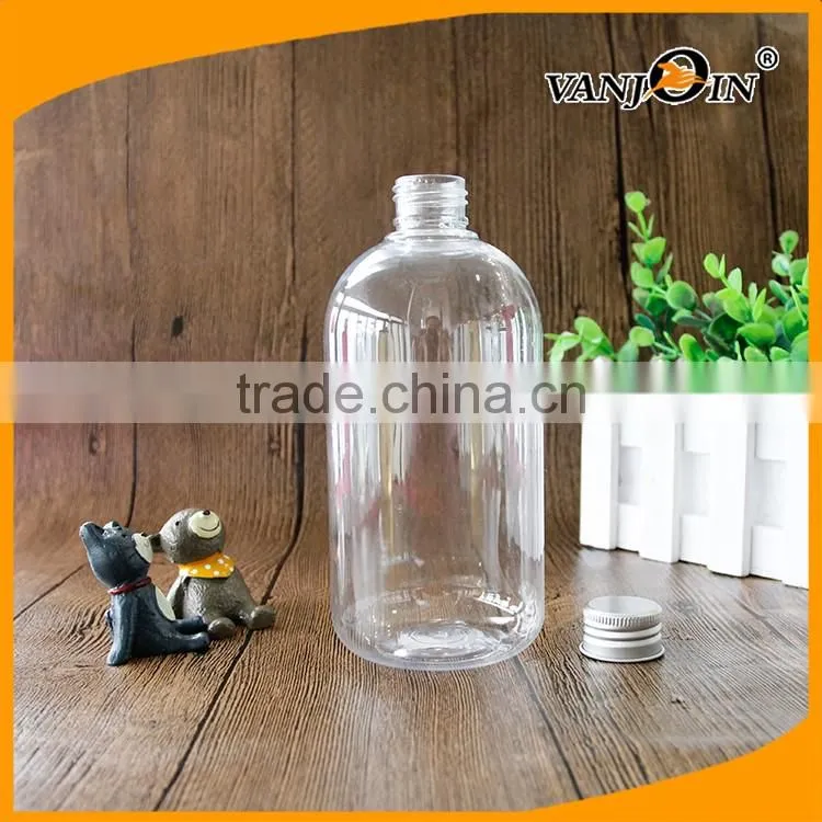 400ml Empty PET Plastic Clear Boston Bottles with Aluminum Cap