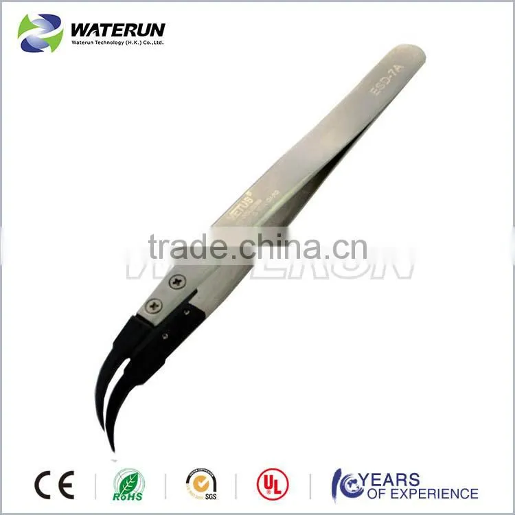 Vetus anti static point stainless steel ESD tweezers with replaceable tip