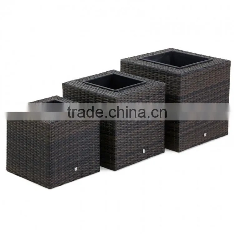 Set of 3 square shape big outdoor decorative flower pots garden
