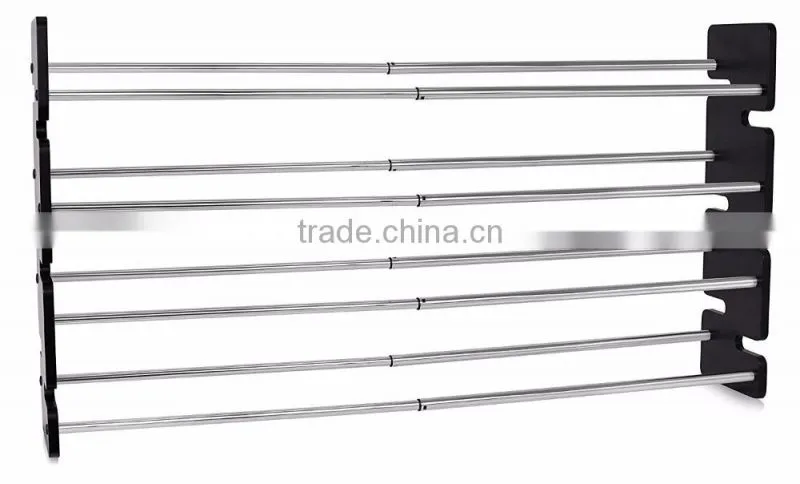 Expandable 4 Tier Free Standing Shoe Rack Stainless Steel Wood Closets
