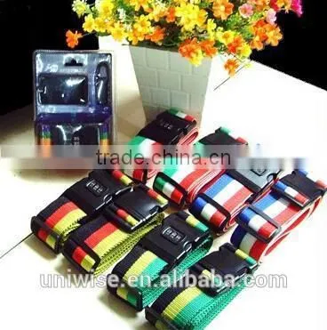 colourful luggage belt with lock buckle