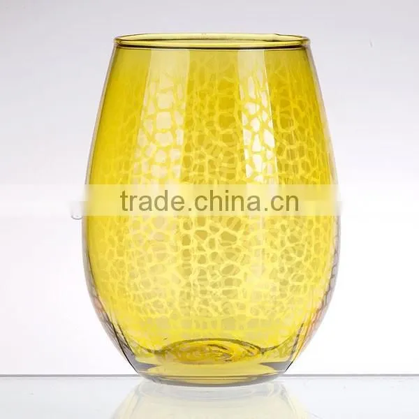 Colorful Textured Stemless Wine Glass Tumbler Water Drinking Cup