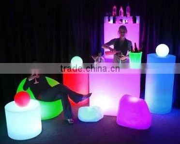 Outdoor and Indoor Plastic Rechargeable Illuminated LED Bar Counter / Moden waterproof led stool