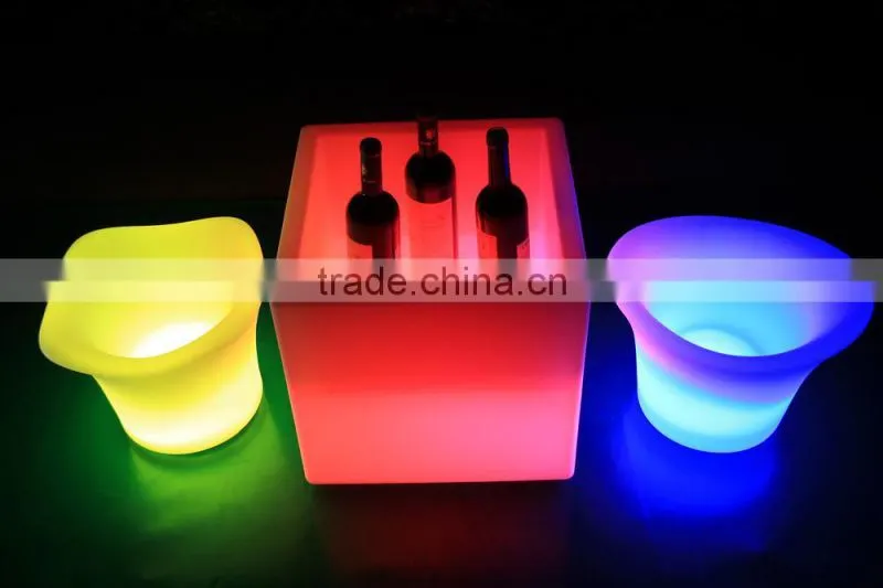 Rechargeable night club table ktv bar chair led wine cubic tank