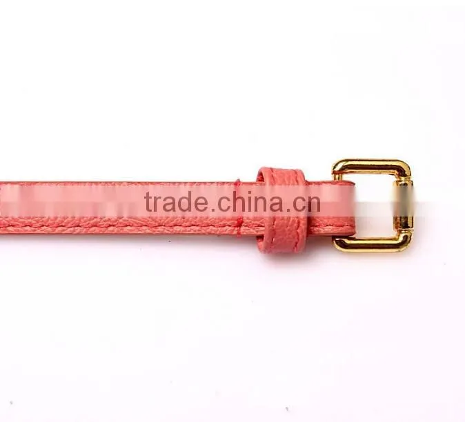 Fashion rivets decorated pin buckle sex girl thin pink PU waist belt