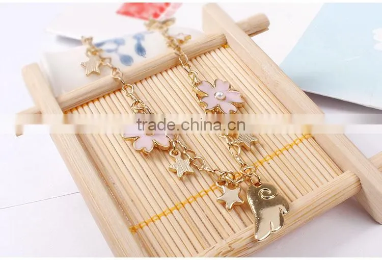 cat bowknot star moon gold charms bracelet gold chain bracelet