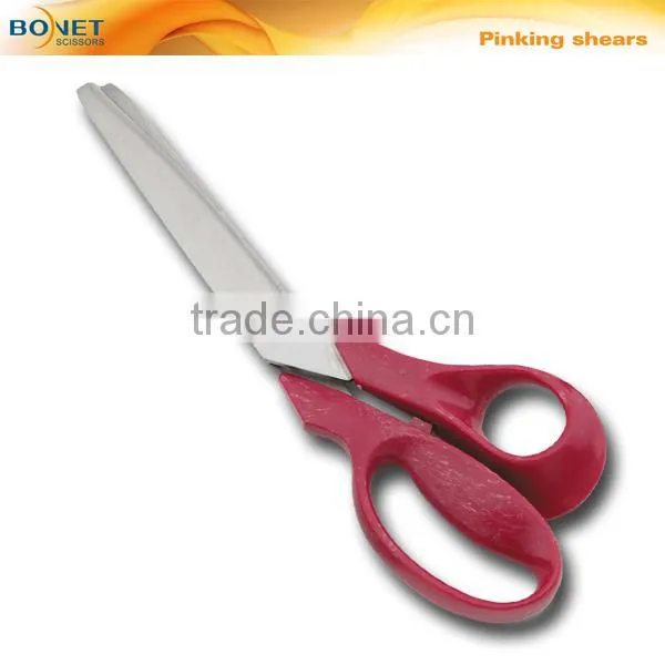S21022 LFGB certificated 9-1/4" Pinking scissors with Orange handle cloth shears