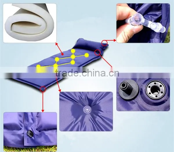 1 person polyster high density memory self inflatable camping mattress