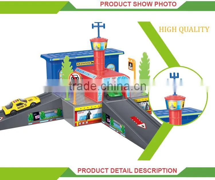 Hight quality kids plastic toy car garage with alloy car