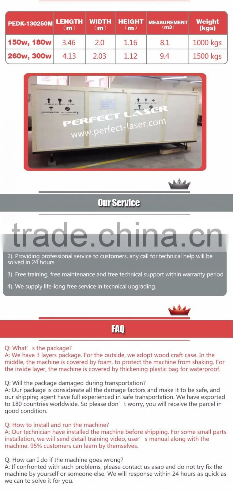 2016 new PEDK-130250M 130W Mixed Laser Cutting Machine with CE
