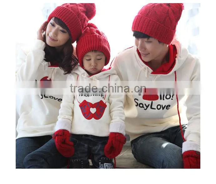 Hot new products for 2015 parentage clothes cute kid hoodie and couple lover sweatshirt best selling in uk
