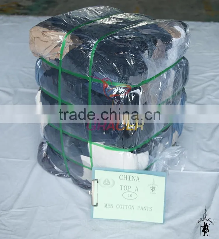 Supplier hot sale In Malaysia Recycling Men Cotton Pants credential used clothing