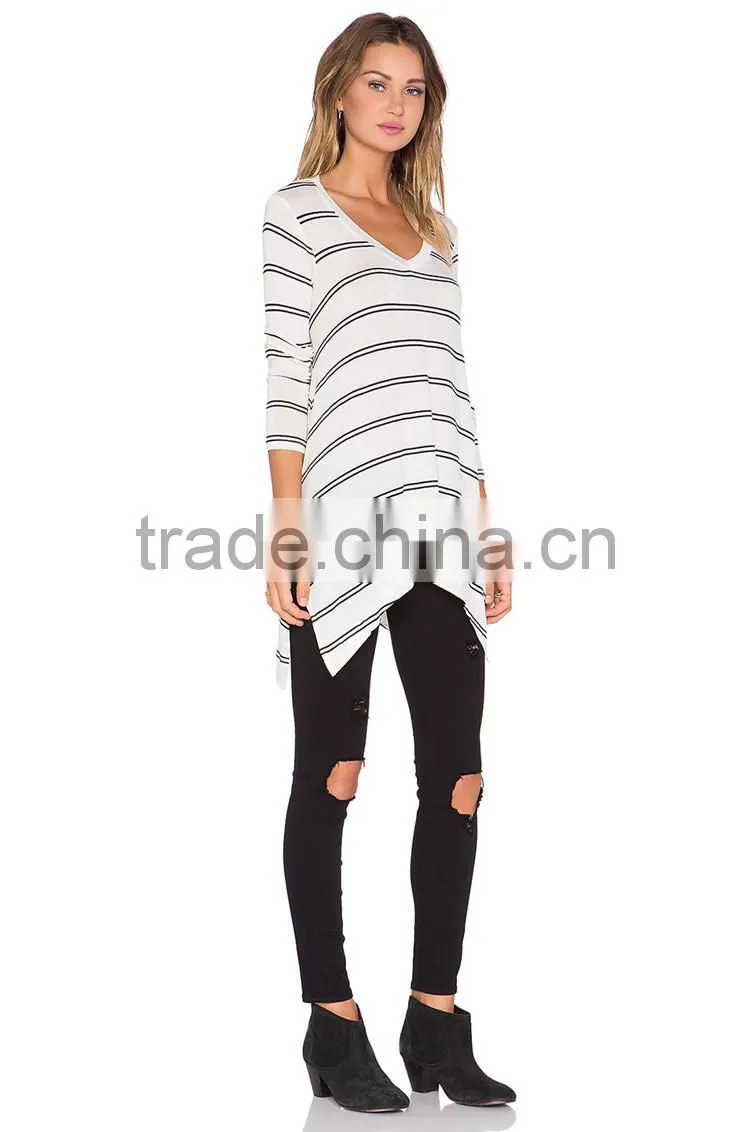 New fashion blank 100 cotton stripes tall t shirts custom tee shirts
