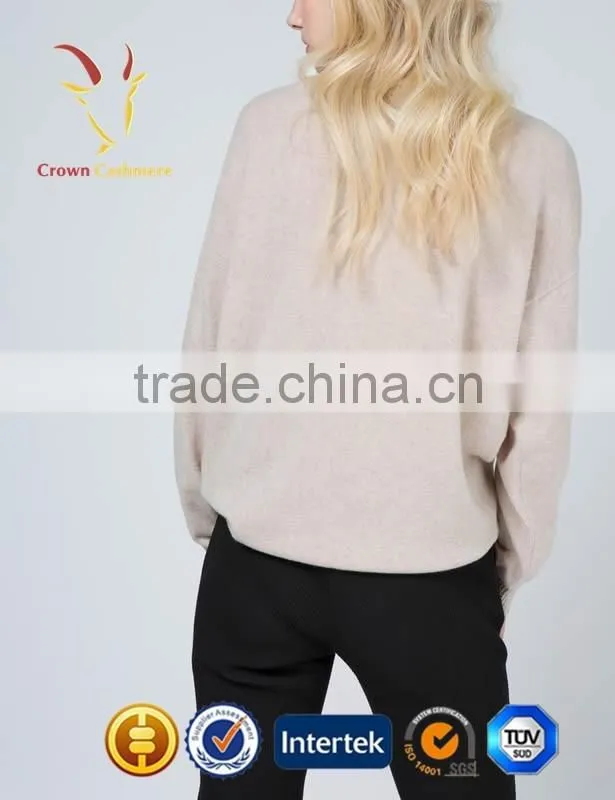 Women Round Neck Winter Loose Soild Color Pullover Sweater
