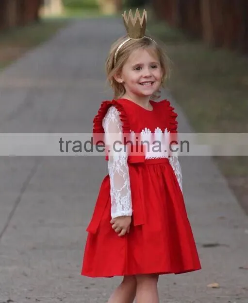 Baby Girls Christmas Red Bubble Infant Baby First Christmas Lace Rompers Clothing
