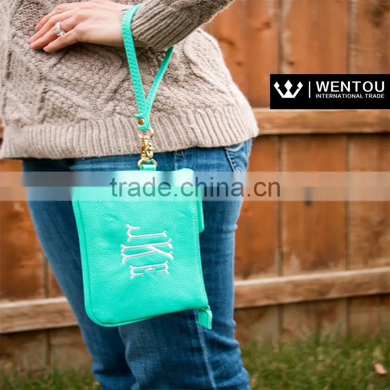 Preppy Style Monogrammed Small Zipper Bag Mini Smart Wristlet