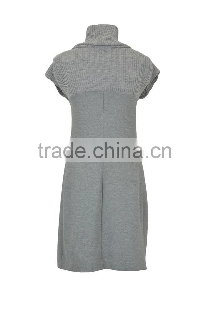 Cozy Dark Grey Turtleneck Maternity Dress 2015