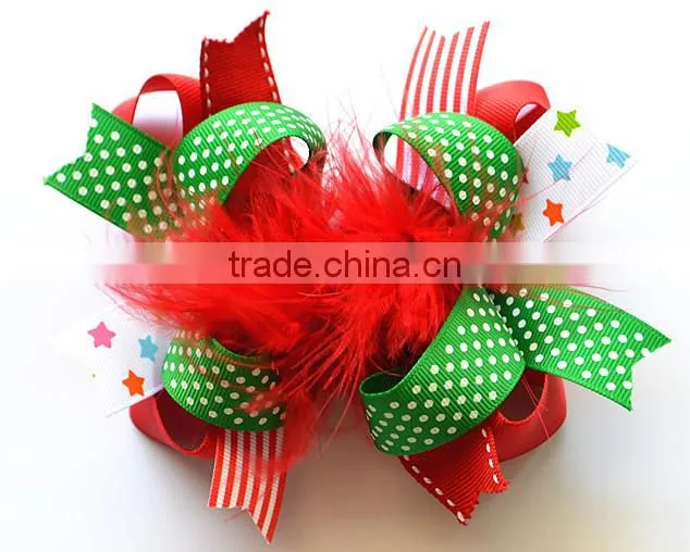 2014 christmas hair bow for kids, baby christmas hair bows