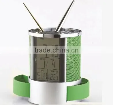 Multifunctional Home Office Digital Snooze Alarm Clock Pen Holder