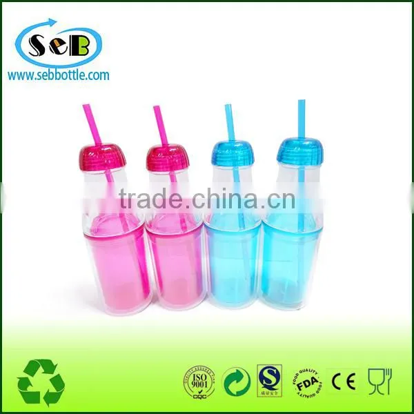 double wall plastic tumbler with straw