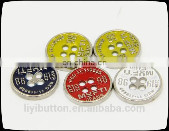 fancy sewing button, spray colorful oil metal four holes button for clothing