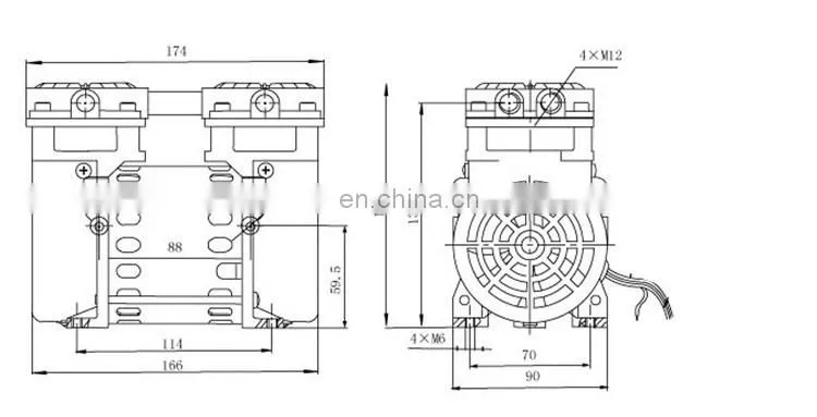 High quality low noise mini oil free piston vacuum pump for milking machine