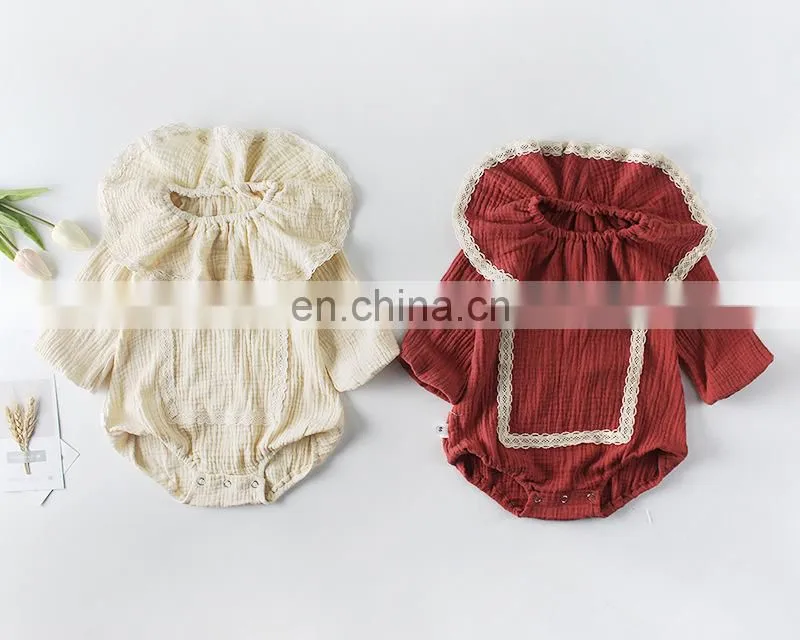 Stylish newborn baby rompers blank linen cotton infant bodysuit