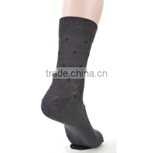 Man's solid color high quality black colorJacquard dress sock tube socks