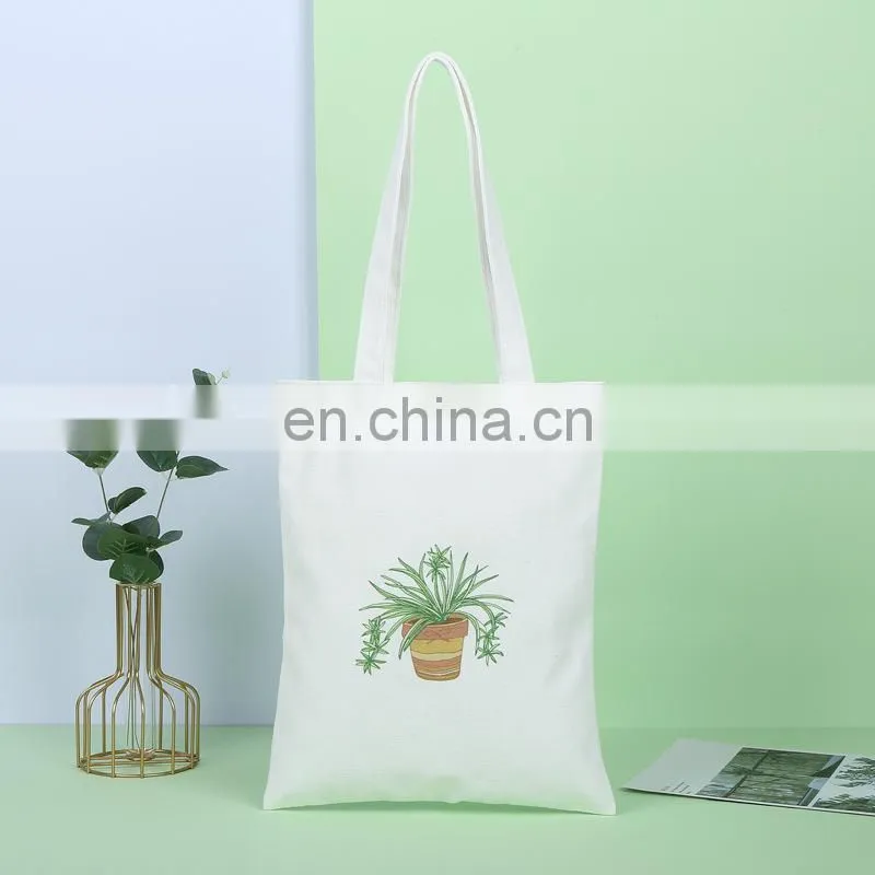 Wholesale Canvas Eco Friendly Handbag Logo Printed colorful cheap Cotton Tote bag for Women