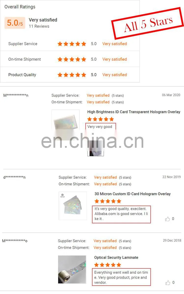 High Brightness ID Card Transparent Hologram Overlay / Secure Holographic Overlay