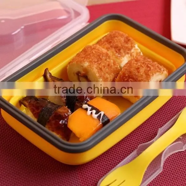 SILICONE FOLADING LUNCH BOX WITH SPOON/CHOPSTICKS(1000ML)
