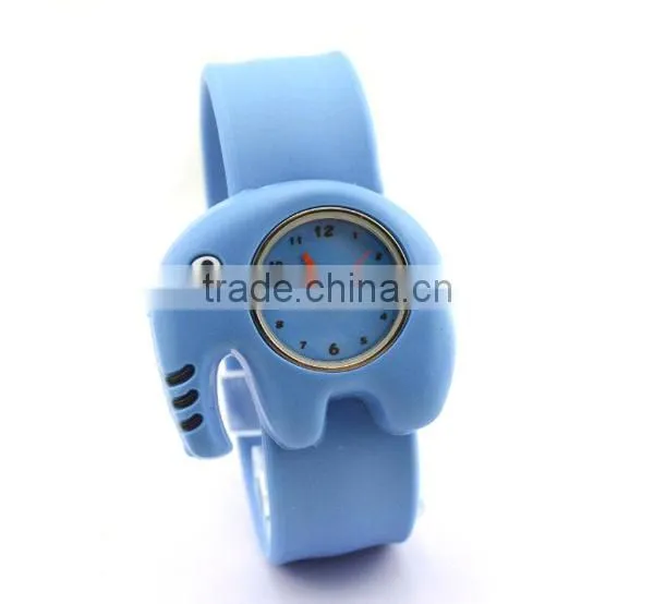 cute elephant slap watch with glass face quartz movt silicone strap for child