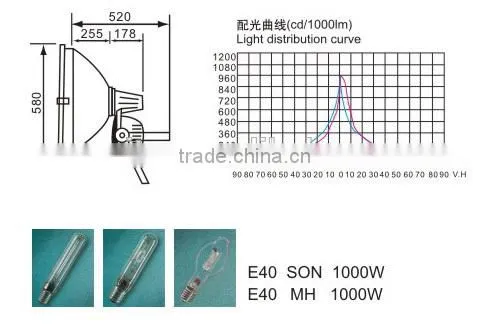 1000W Die-casting Aluminium MH/SON IP65 Flood Light