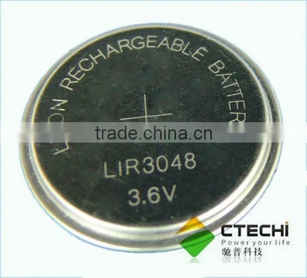 Li-ion 3.6V Rechargeable Battery LIR3048 with solder lir3048 with pins