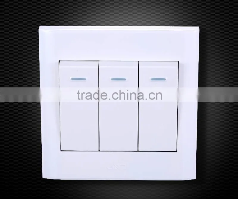 wall mounted on/off electronic switch, electric switch and socket, three gang one way switch