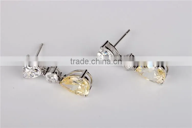 925 sterling silver latest model fashion Yellow zircon earrings for women
