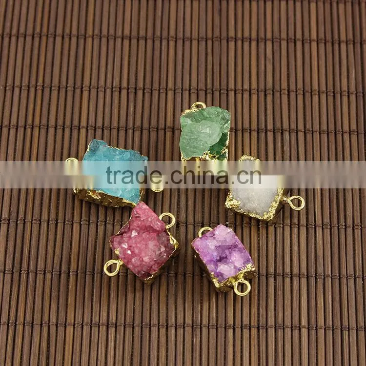 JF8609 Gold dipped turquoise connectors,double bail turquoise charm