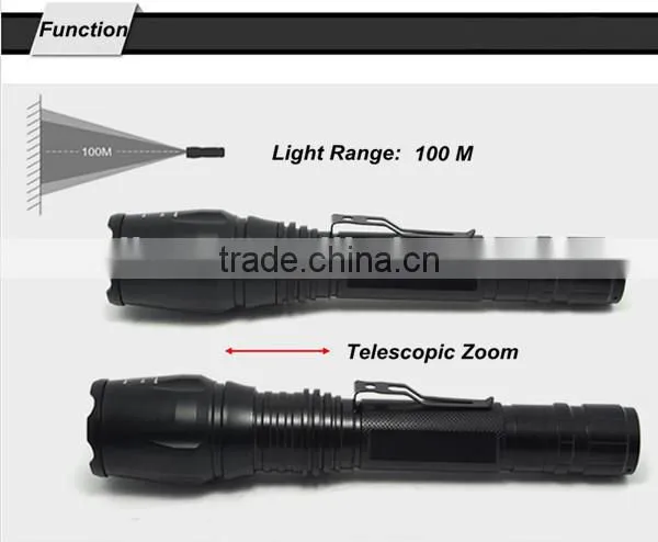 (130252) 2014 Hot Selling Factory Price Rechargeable Aluminum Flashlight 2014 with Zoom