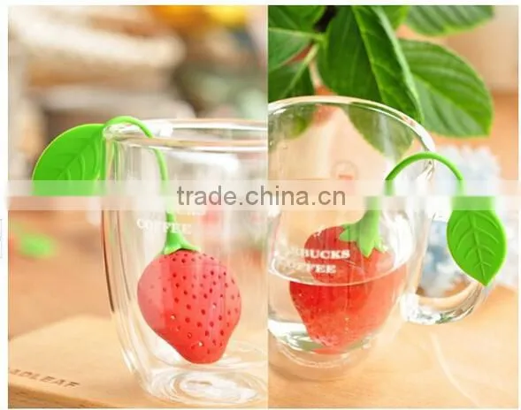 Silicone Strawberry Design Loose Tea Leaf Strainer Herbal Spice Infuser Filter Tools